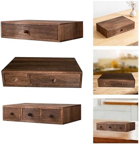 Sturdy Wood Multiple Compartment Storage Tray for Tidying Workspaces Wood Desktop Planner - Image 2