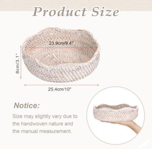 Hipiwe Rattan Key Basket for Entryway Table Handwoven Small Baskets Tray - Image 3