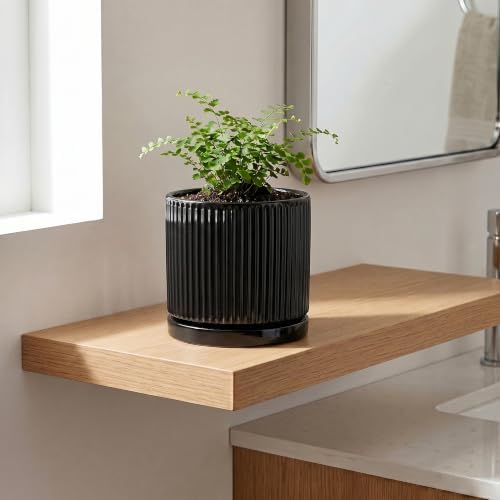 Ceramic Pots for Plants, 6 Inch Plant Pots with Saucer, Black - Image 3
