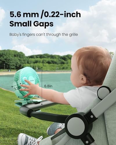 Gaiatop Portable Clip on Fan Battery Operated, Small Powerful 3 Speed Quiet 360° Rotate, USB Rechargeable Mini Personal Cooling Fan for Desk Table Home Office Stroller Camping Women Gifts Green - Image 3
