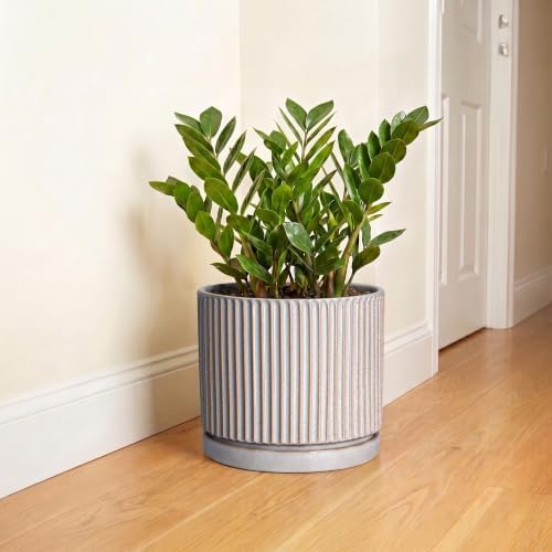 10 Inch Planter, Ceramic Plant Pots, Round Pots for Plants, Grey - Image 6
