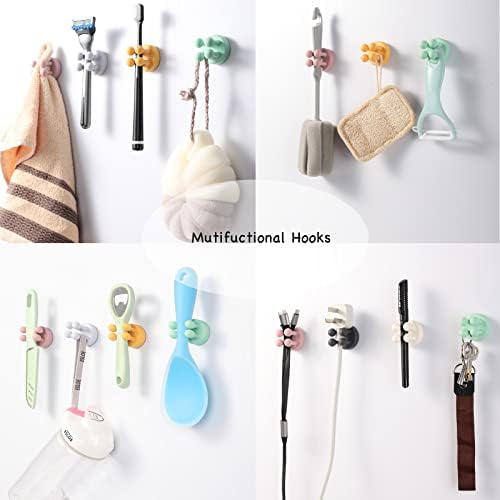 iBetterLife Adhesive Silicone Toothbrush Holder - 6Pcs Multi-Function Waterproof Wall Mounted Single Hook for Hanging Tooth Brushing, Utility Plug Holder for Bathroom Kitchen Living Room Office, Green - Image 3