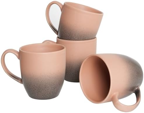 Bosmarlin Ceramic Coffee Mug Set of 4, 17 Oz, 3 Colors to Choose, Tea Cups, Dishwasher and Microwave Safe, Reactive Glaze… (Gradient Rose Beige, 17 Oz) by Bosmarlin