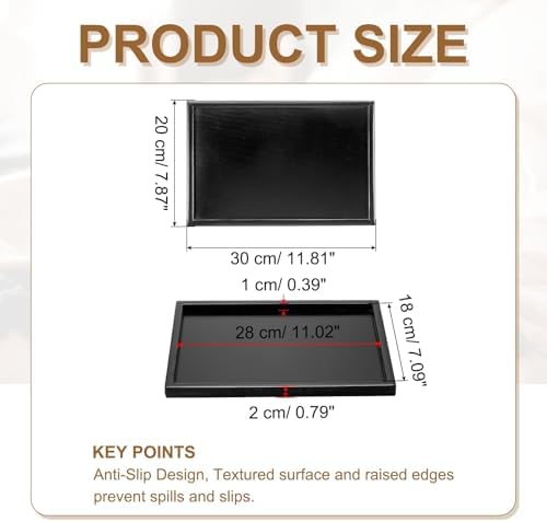 Wooden Serving Tray Rectangular Wood Serving Tray Decorative Platter, 11.8x7.9 Inch Fit for Home Decor Kitchen Coffee Table Candle Holder, (Black) - Image 2