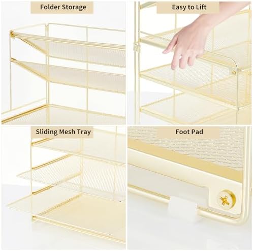 OPNICE Desk Organizer, 6-Tier Paper Organizer Letter Tray, Gold - Image 7