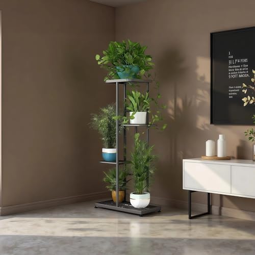 LINZINAR 4 Tier Plant Stand Indoor Outdoor Metal Flower Pot Display Shelf - Image 5