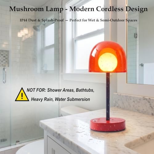 Cordless Table Lamp, Rechargeable Battery Operated Touch Control, Red - Image 6