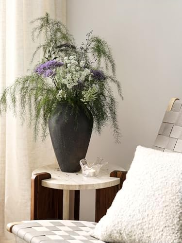 Ceramic Vase - Large 11.8 Inch Tall Floor Vase for Centerpieces, Farmhouse Flower Vases, Rustic Minimalist Home Decor for Living Room, Enterway, Wedding (Sandstone Dark Gray) - Image 2