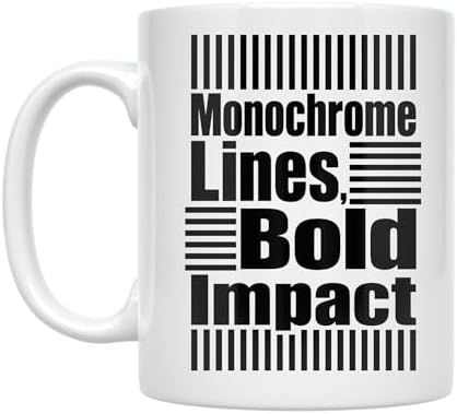 Minimalist Coffee Mug - Monochrome Lines Bold Impact - 11 oz White Ceramic - Modern Aesthetic by Unknown