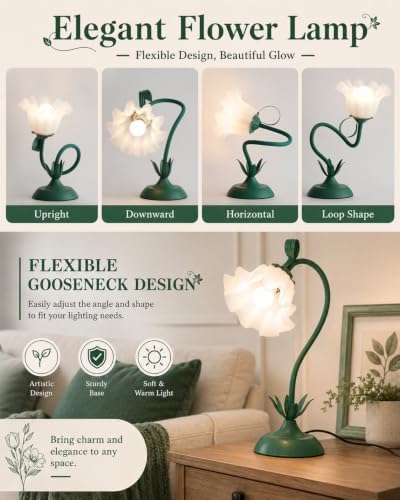 WERFOP Flower Table Lamp Cute Desk Lamp for Bedroom Home Decor - Image 3