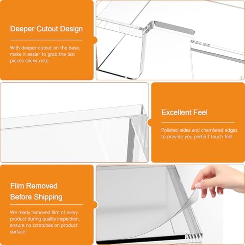 Beego Modern Elegant Crystal Clear Acrylic Sticky Note Holder Organizer - 3x3 in Square Notepad Holder - 3 Count - No Pads - Office Desk Organization - Image 6