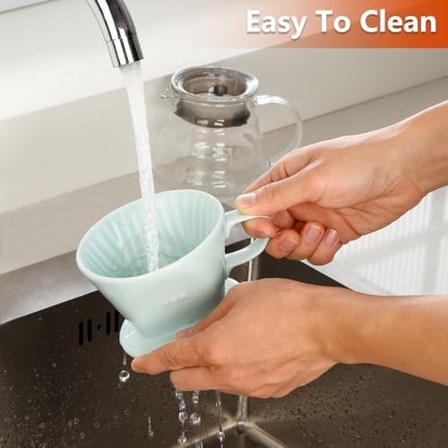 Pour Over Ceramic, Coffee Dripper Ceramic Coffee Maker,Green - Image 5