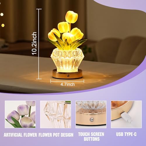 Purple Tulip Flower Lamp Night Light Gifts for Women Mom Grandma - Image 7