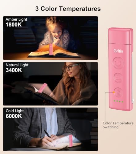 Gritin Book Light Rechargeable, Clip on LED Reading Light for Books in Bed - Image 3
