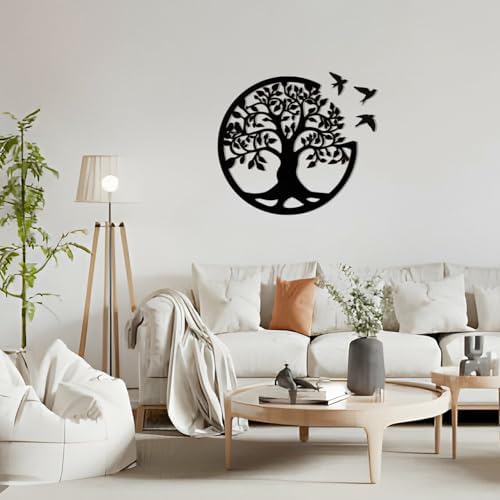 Tree of Life Wall Art 12 Inch Wooden Family Tree Wall Decor with 3 Birds - Image 4