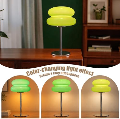 Bedroom Mushroom lamp, Medieval Modern Bedside Table lamp for Night Stands, Vintage dimmable Small Lamps, Cute Cool Desk Lamps Home Room Aesthetic Decor for Living Room(Green) - Image 5