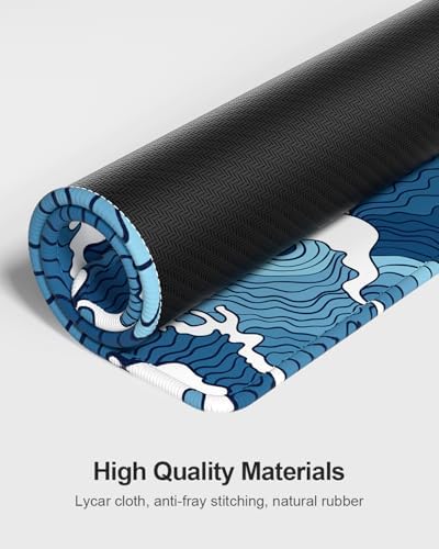 Auhoahsil Large Mouse Pad with Wrist Rests for Keyboard & Mouse, Thick Soft Ergonomic Memory Foam Wrist Supports, Big & Long Desk Mat 35.5 x 15.7 in, for Office Gaming Computer, Blue Wave - Image 6
