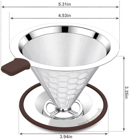 Pour Over Coffee Maker, Reusable Stainless Steel Filter - Image 3