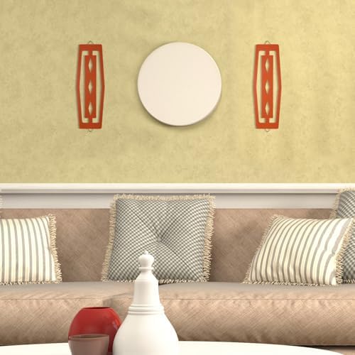 CroBlissful 2 Pcs Modern Mid Century Wall Art Wood, Orange - Image 5
