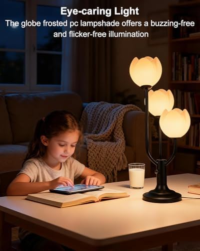 Lightdot Flower Table Lamp Floral Nightstand Lamp Home Decor Gift Dimmable - Image 4
