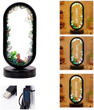 Runyangshi Natural Crystal Forest Lamp LED Oval Night Light, USB Tri‑Color Adjustable Bionic Light Ambient Lamp for Bedroom Living Room, Home Decoration Christmas Gift - Image 2