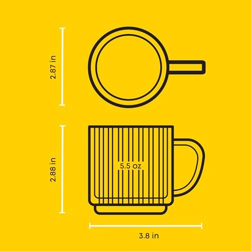 JoyJolt Haven Stackable Fluted Glass Mugs Set of 2, 5.5oz Ribbed Double Wall Glass Coffee Mugs, Stacking Insulated Coffee Cup Set also for Espresso Shot Tea Latte Macchiato Cappuccino - Image 3