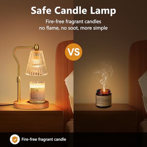 Engpure Candle Warmer Lamp - Candle Warmer Lamp with Timer and Dimmer Adjustable Height,Electric Wax Melt Warmer with 2 Bulbs for Scented Jar Candles Home Decor Mother's Day Gifts, Amber - Image 4