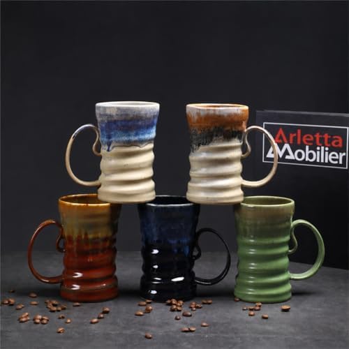 17oz Large Unique Cool Tall Handmade Ceramic Coffee Mug with Comfortable Big handle, Big Pottery Tea Mug, Artisanal Stoneware Coffee cup, Rustic Lead-free Tea Cups, Microwave safe Coffee Cup - Image 5
