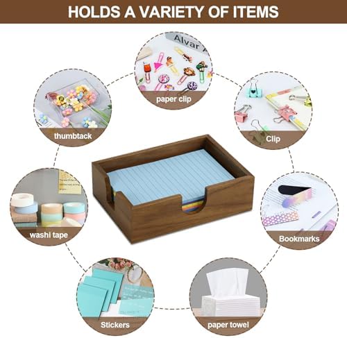 MultiBey Walnut Wood Sticky Notes Holder, 4x6 in Self -Sticky Note Memo Holder, Wooden Notepad Holder Dispenser Desk Supplies Desktop Accessories for Office Home School (L) - Image 4