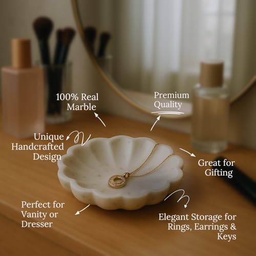 SWADESHI BLESSINGS HandMade Marble Jewelry Tray, Trinket Dish, Catch-all,5" - Image 5