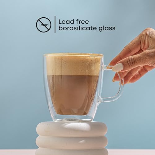 JoyJolt Savor Double Wall Insulated Glasses - Coffee Mugs (Set of 2) - 13.5-Ounces - Image 4
