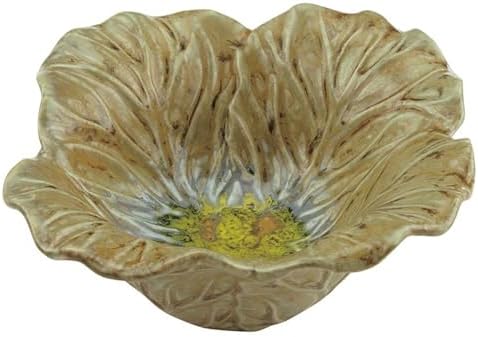 47th & Main Decorative Trinket Tray Flower Shaped Glazed Ceramic Dish for Home Décor, 6" Diameter x 1" Deep, Kale Flower by 47thMain