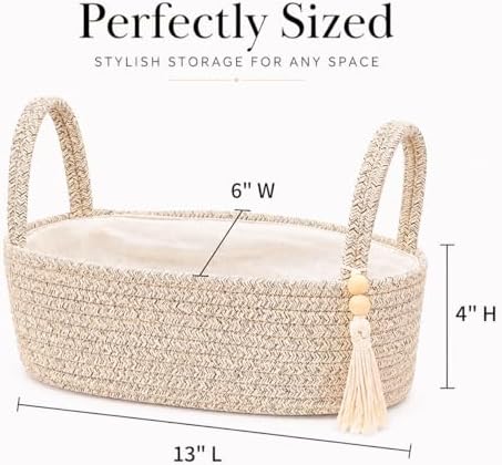 ABenkle Small Storage Basket, Jute Rope Woven Toilet Paper Tray Organizer for Toilet Tank Top, Boho Bathroom Decor Holder for Shelf Bedroom Living Room -13x6x4 Inches - Image 2