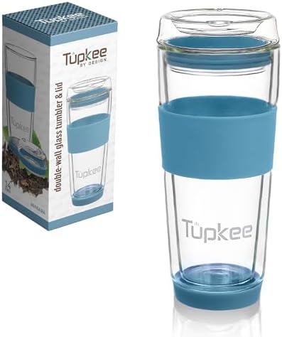 Double Wall Glass Tumbler, 14-Ounce Glass Travel Coffee Mug - 2 Pack - Image 2