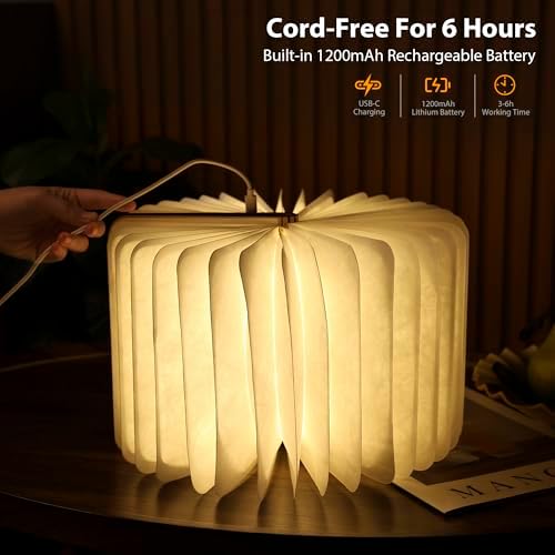 8.3 in Wooden Book Lamp, Book Lovers Gifts,Teacher Appreciation Gifts - Image 3