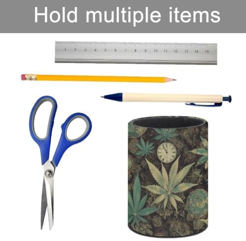 PU Leather Round Pencil Holder Leaves Pen Holder - Image 5