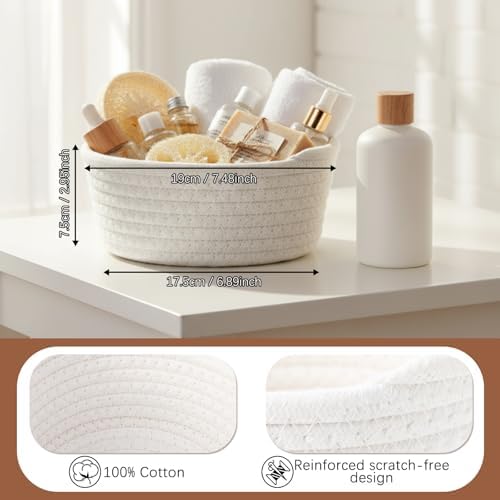 Yinkin 12 Pack Small Storage Basket Cute Natural Cotton Rope Woven Basket Tiny Boho Decorative Toy Storage Bin Gift Baskets for Home Organizing, Closet, Shelf, Nursery, Bathroom(Round,Beige) - Image 2