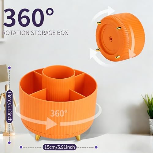 Camelmother 360°Rotating Pen&Pencil Holder For Desk With 5Slots Cute Office - Image 2