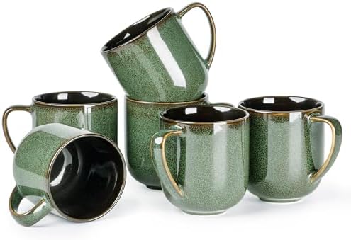 LERATIO Ceramic Coffee Mugs Set of 6,12oz Handmade Coffee Mugs Set by LeRatio