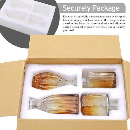 Glass Bud Vases Set of 4, Small Brown Flower Vases for Wedding Centerpieces - Image 7