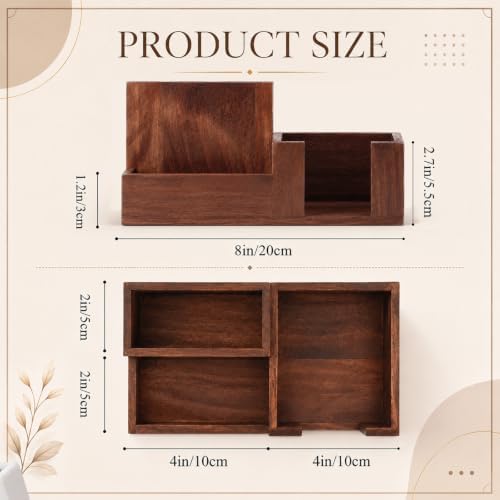 Maitys Wood Pen Holder Wooden Desk Organizer 3 Compartments Office Supply Organizer with Pencil Holder Paperclip Storage Sticky Note Rack Desk Organizers Ideal Gift for Class Home Office - Image 2