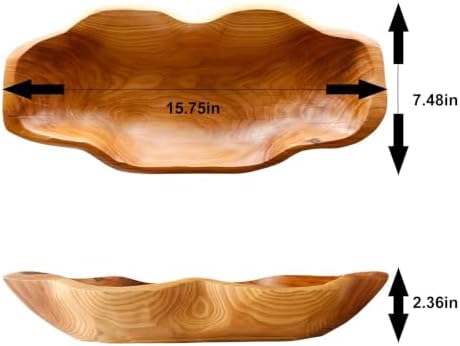 Handmade Decorative Wooden Dough Bowl 15.7 Inch - Image 4