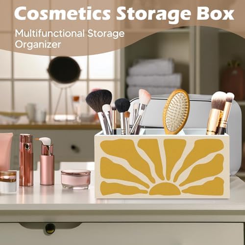 DILSJ Boho Abstract Sunshine Pen Pencil Holder Organizer for Desk, Boho Office Decor, Groovy Retro Abstract Sunshine Wooden Box Signs for Home Office Desk Tabletop Decoration - Image 5