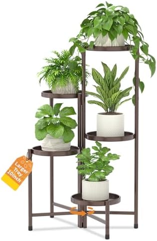 LASZOLA Plant Stand Indoor with 10 Inch Large Metal Tray, 5 Tier Bronze by LASZOLA