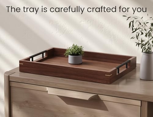 Fibogollo Walnuta Wood Serving Trays with Metal Handles(Large) - Image 4