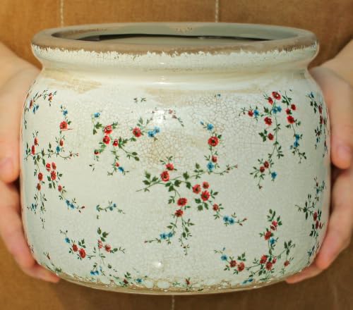 Cottage Core Ceramic Plant Pot with Decorative Saucer, Plant Lover Gifts - Image 4