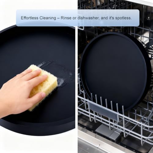 Silicone Bathroom Tray, Round Vanity Tray, 9" Black - Image 4