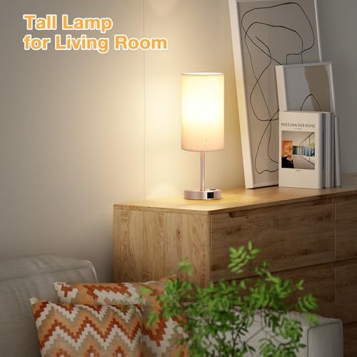 Dicoool 17.4" Bedside Lamp for Bedroom - Dimmable Touch, USB A+C, AC Outlet - Image 6