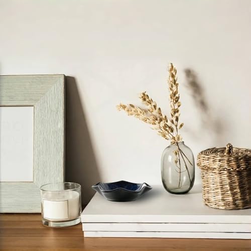 2Pcs Ceramic Jewelry Dish - Lotus Leaf Shape, for Ring Holder Necklace Small Key, Suitable for Mother Friend Sister, Gifts for Women, Cute Plate Trinket Tray, Home Decor (Crystal Green & Blue) - Image 6