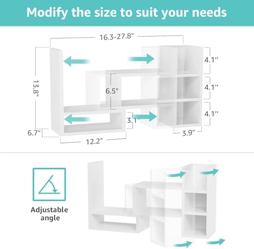 NUTIKAS Desk Shelves Desktop Organizer Shelf - White Office Organization for Top of Desk Organizers and Accessories Corner Bookshelf Table Top Shelving Small Hutch Decorations for Women Office - Image 2